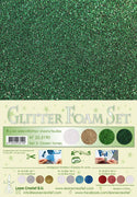 Glitter Foam Set 2 4 A4 Sheets - Green/Gold/Silver
