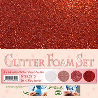 Glitter Foam Set 4 4 A4 Sheets - Red/White