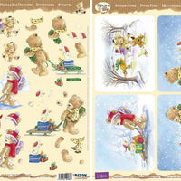 3D Precut Popcorn Bear-Sled and Skiing