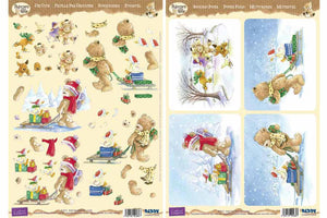 3D Precut Popcorn Bear-Sled and Skiing