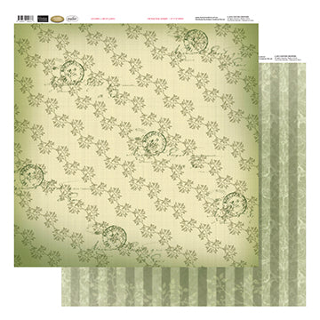 12x12 Patterned Paper  - Line Of Leaves - Vintage Rose Collection (5)