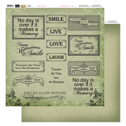 12x12 Patterned Paper  - Green Words - Vintage Rose Collection (5)