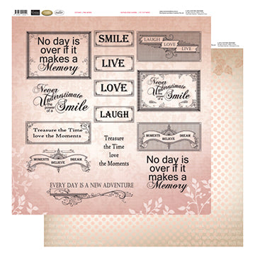 12x12 Patterned Paper  - Pink Words - Vintage Rose Collection (5)