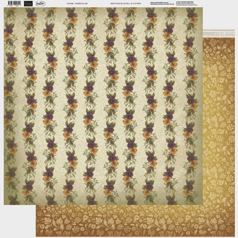 Couture Creations - 12 x 12 Paper (5 sheets) - Pansies in a Line