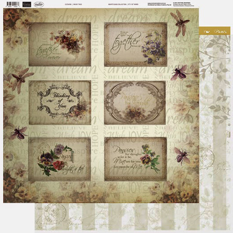 Couture Creations - 12 x 12 Paper (5 sheets) - Pansy Tags