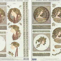 3D Precut Alphonso Mucha Ivy & Laure 2 sheets
