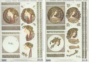 3D Precut Alphonso Mucha Ivy & Laure 2 sheets