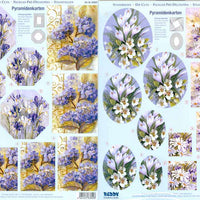 3D Precut - Purple and White Flowers - 2 sheets