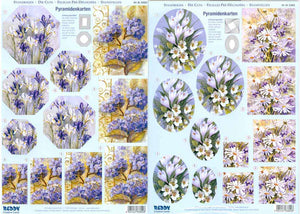 3D Precut - Purple and White Flowers - 2 sheets