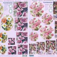 3D Precut - Dark Pink Flowers-2 sheets