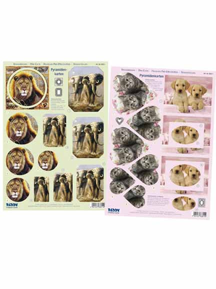 3D Precut - 2 sheets Animals elephant/puppies