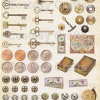 Pre Cut Sheets - Keys, coins and money