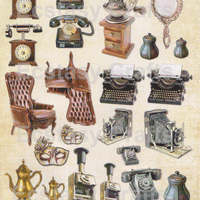 Pre Cut Sheets - Telephone, Camera, Typewriter and Chair