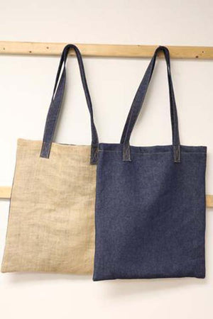 Canvas Corp Denim & Natural Burlap French Market Bag