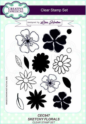 Sketchy Florals A5 Clear Stamp Set