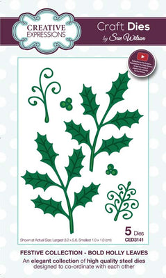 Sue Wilson Dies - Festive Collection - Bold Holly Leaves