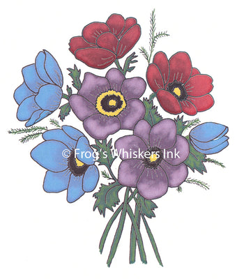 Frog's Whiskers Stamps - Anemones
