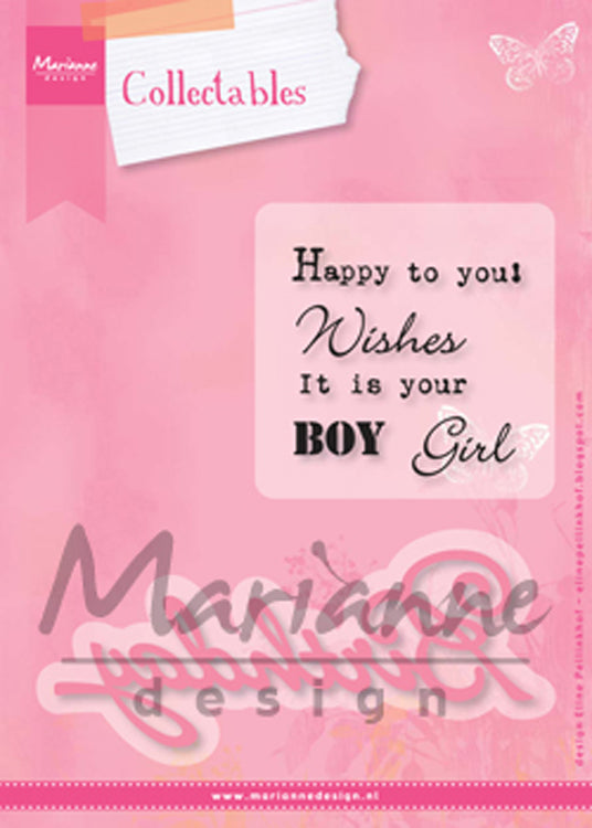 Marianne Design: Collectables Die & Stamp Set - Birthday