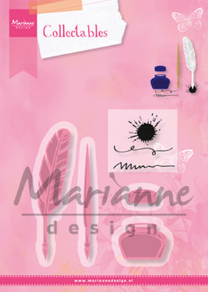 Marianne Design: Collectables Die & Stamp Set - Quill Pen and Ink