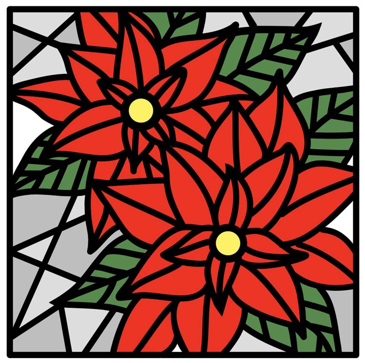 Frantic Stamper Cutting Die - Poinsettia Stained-glass Square