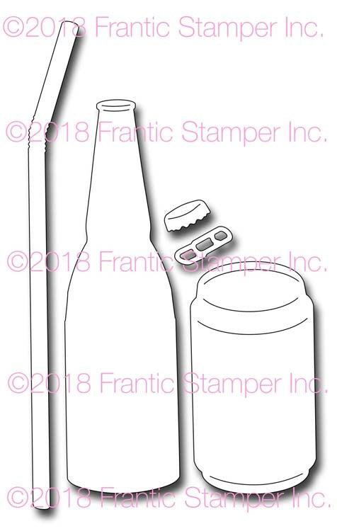 Frantic Stamper Cutting Die - Soda or Beer Bottle and Can