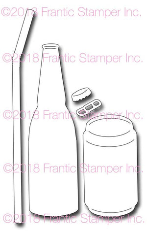 Frantic Stamper Cutting Die - Soda or Beer Bottle and Can