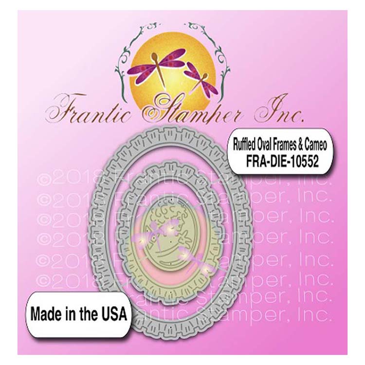 Frantic Stamper Cutting Die - Ruffled Oval Frames & Cameo