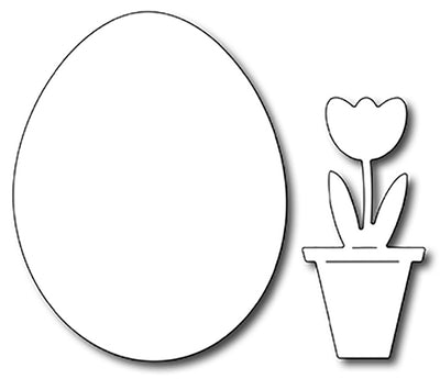 Frantic Stamper Cutting Die - Solid Egg (with bonus Potted Tulip)