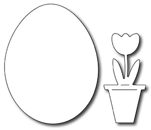 Frantic Stamper Cutting Die - Solid Egg (with bonus Potted Tulip)