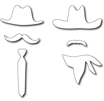 Frantic Stamper Cutting Die - American Dads Hats & Mustaches (set of 6 dies)