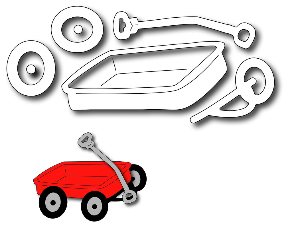 Frantic Stamper Cutting Die - Little Red Wagon (set of 5 dies)
