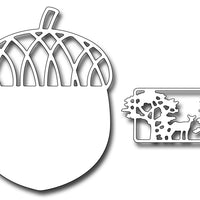 Frantic Stamper Cutting Die - One Large Acorn and Forest Scene
