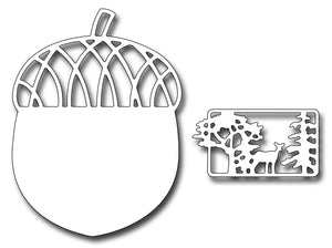 Frantic Stamper Cutting Die - One Large Acorn and Forest Scene