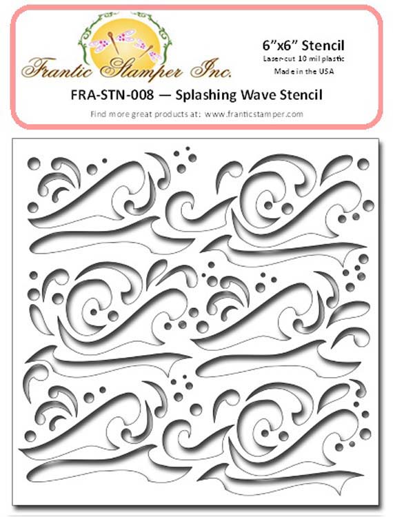 Frantic Stamper - 6"x6" Stencil - Splashing Waves