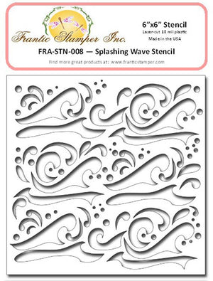 Frantic Stamper - 6"x6" Stencil - Splashing Waves