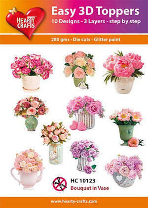 Hearty Crafts Easy 3D Toppers Flower Bouquet in a Vase