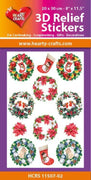 Hearty Crafts 3D Relief Stickers A4 - Christmas Wreaths