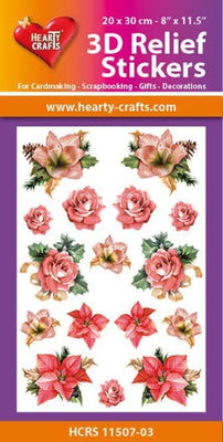 Hearty Crafts 3D Relief Stickers A4 - Christmas Flowers