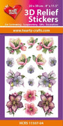 Hearty Crafts 3D Relief Stickers A4 - Christmas Flowers 2