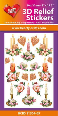 Hearty Crafts 3D Relief Stickers A4 - Christmas Candles