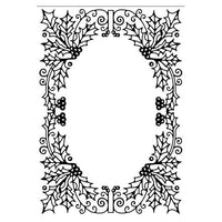 Hobby Solution Embossing Folder Christmas Holly Oval Frame