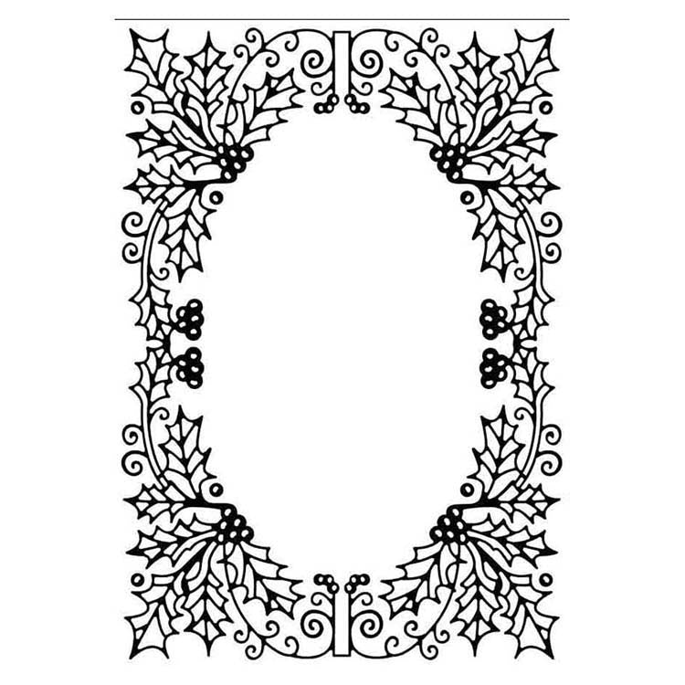 Hobby Solution Embossing Folder Christmas Holly Oval Frame