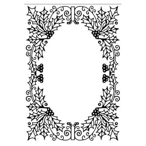 Hobby Solution Embossing Folder Christmas Holly Oval Frame