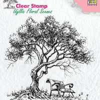 Nellie's Choice Clear Stamp Idyllic Floral Scenes - Tree with Bench