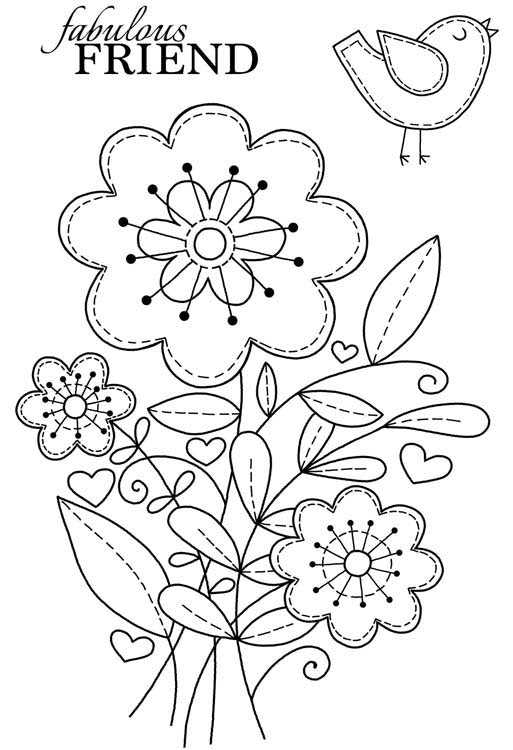Woodware Clear Stamps - Stitched Flowers