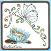 KC Embroidery Pattern - Diagonal Swirls & Butterfly