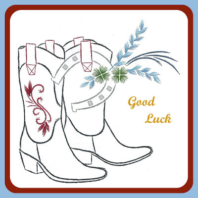 KC Embroidery Pattern - Cowgirl boots with lucky horse shoe