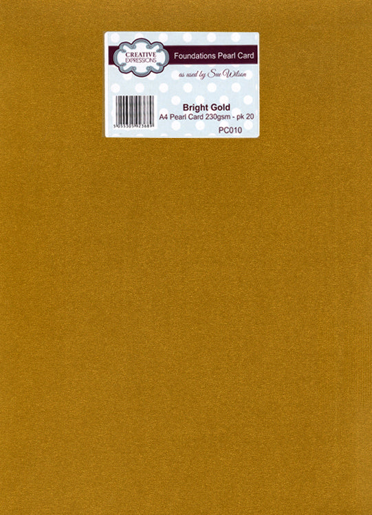 Foundation A4 Pearl Cardstock 230gsm pk 20 - Bright Gold