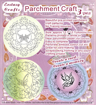 3 Parchment Patterns -Flowers & Butterflies