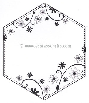 Creative Expressions - Clear Stamps - Dainty Daisies Large Stitched Hexagon Frame